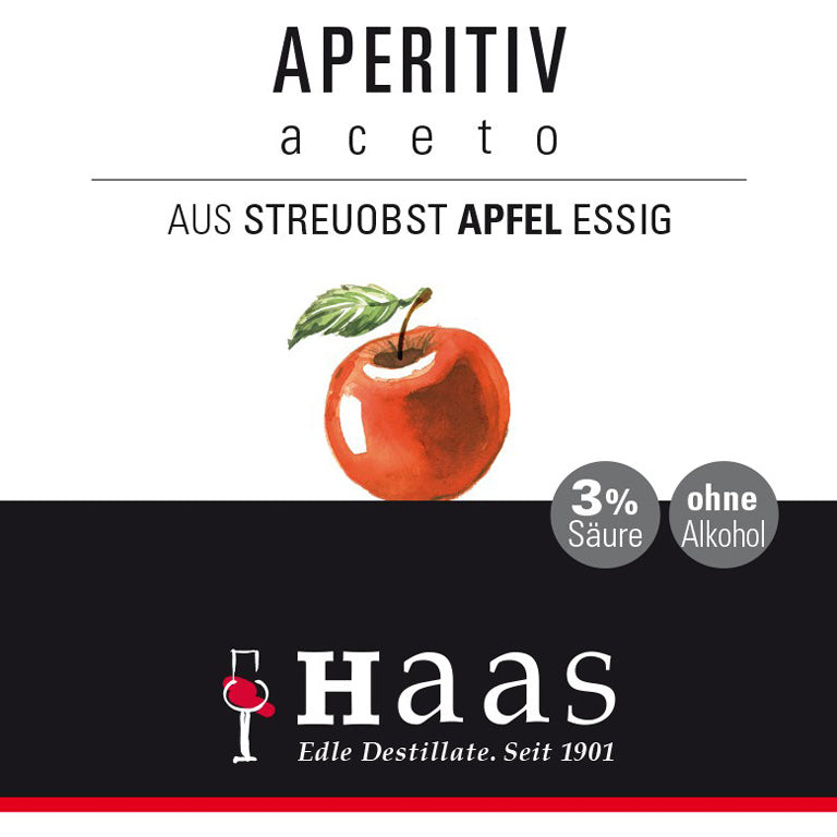 Produktlabel für Aperitiv Aceto - aus Obstwein Streuobst Apfel, 3% Säure