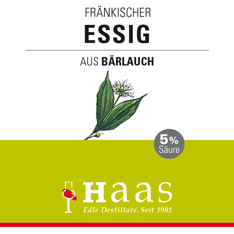 Produktlabel für Essig aus 5% Säure - Bärlauch