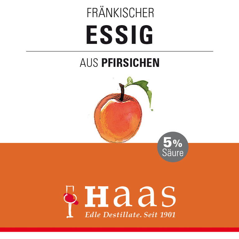 Produktlabel für Essig aus 5% Säure - Pfirsich