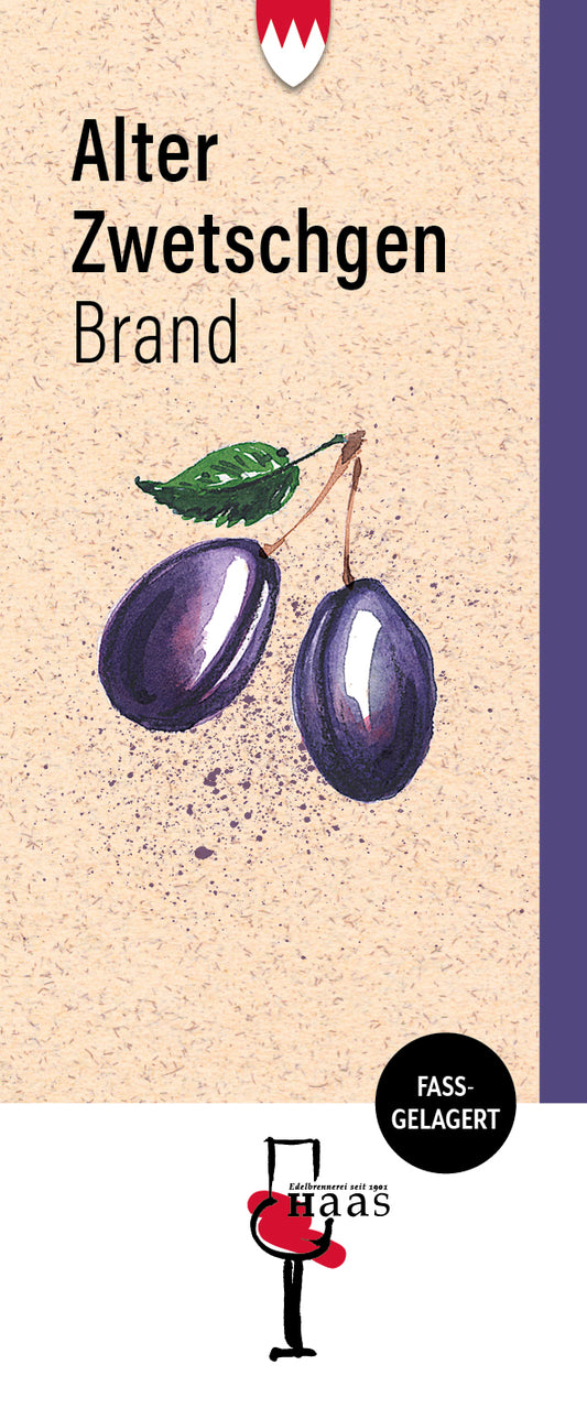 Produktlabel für Alte Zwetschge, fassgelagert