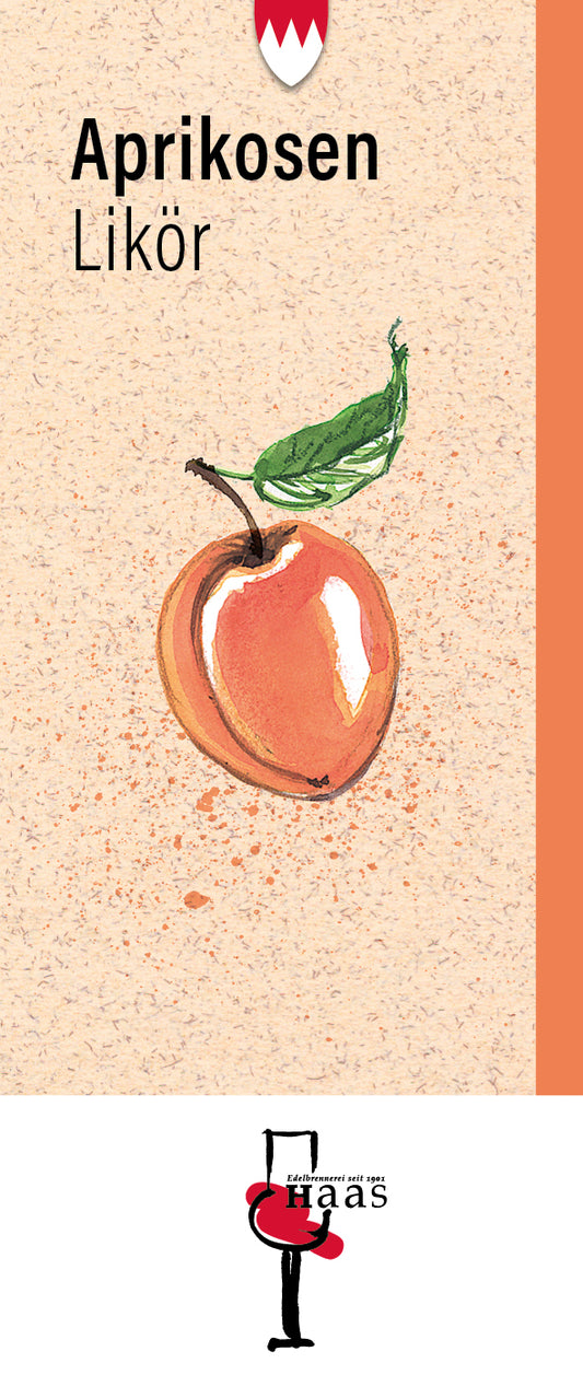 Produktlabel für Aprikosen Likör