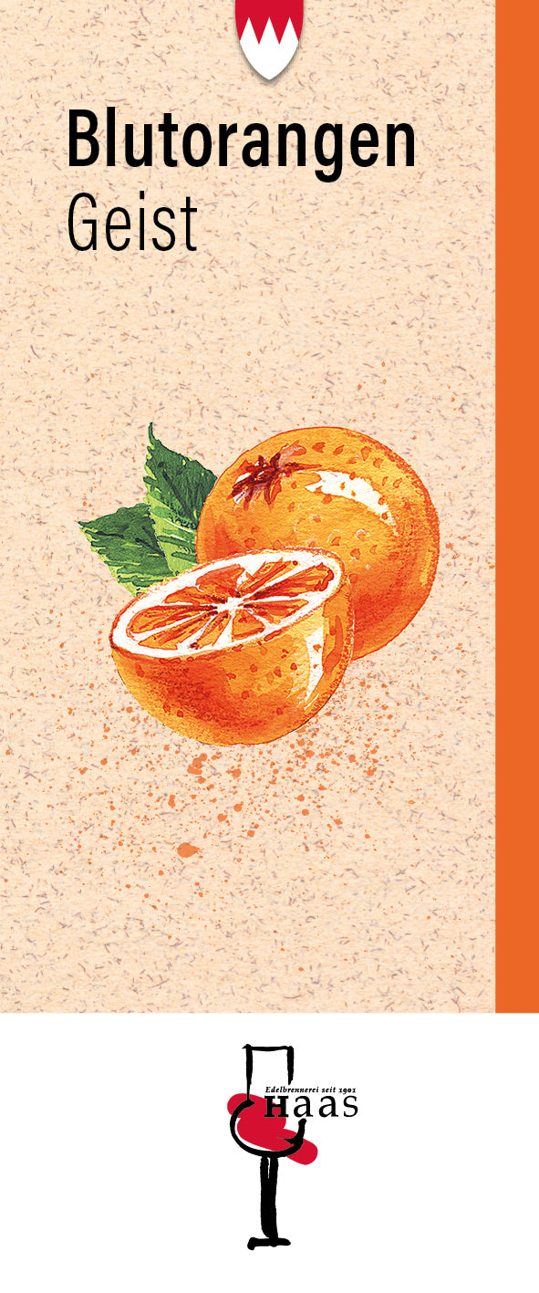 Produktlabel für Blutorange Geist