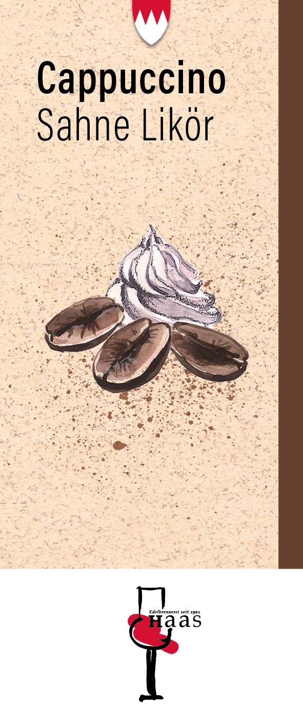 Produktlabel für Cappuccino Likör