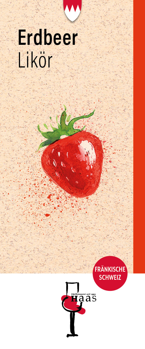 Produktlabel für Erdbeer Likör
