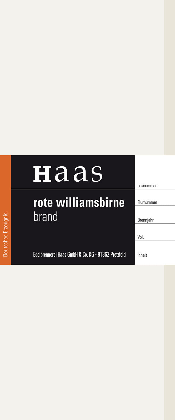 Produktlabel für Rote Williams Brand
