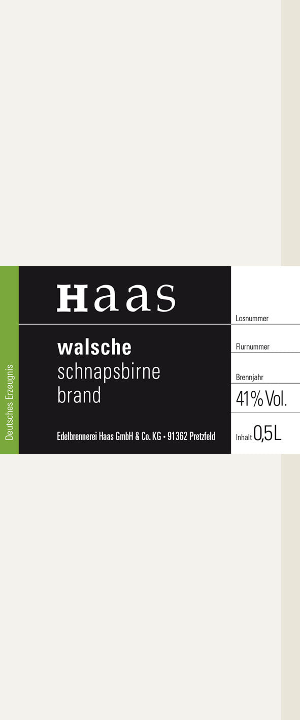 Produktlabel für Walsche Schnapsbirne Brand