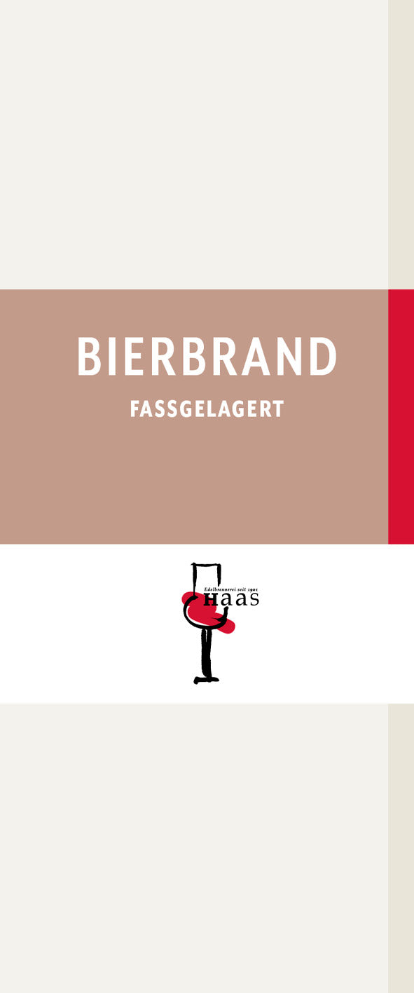 Produktlabel für Bierbrand fassgelagert