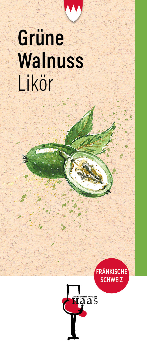 Produktlabel für Grüne Walnuss Likör