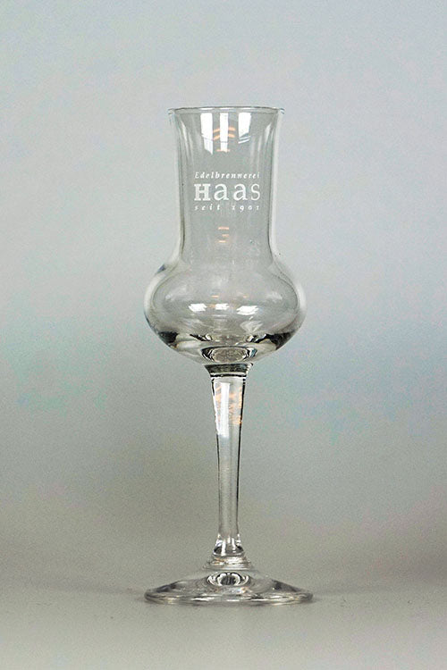 Produktlabel für Glas mit Logo "Edelbrand Destillation Haas