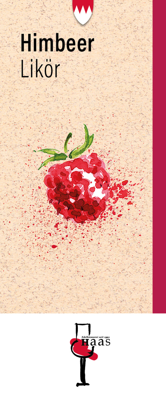 Produktlabel für Himbeer Likör