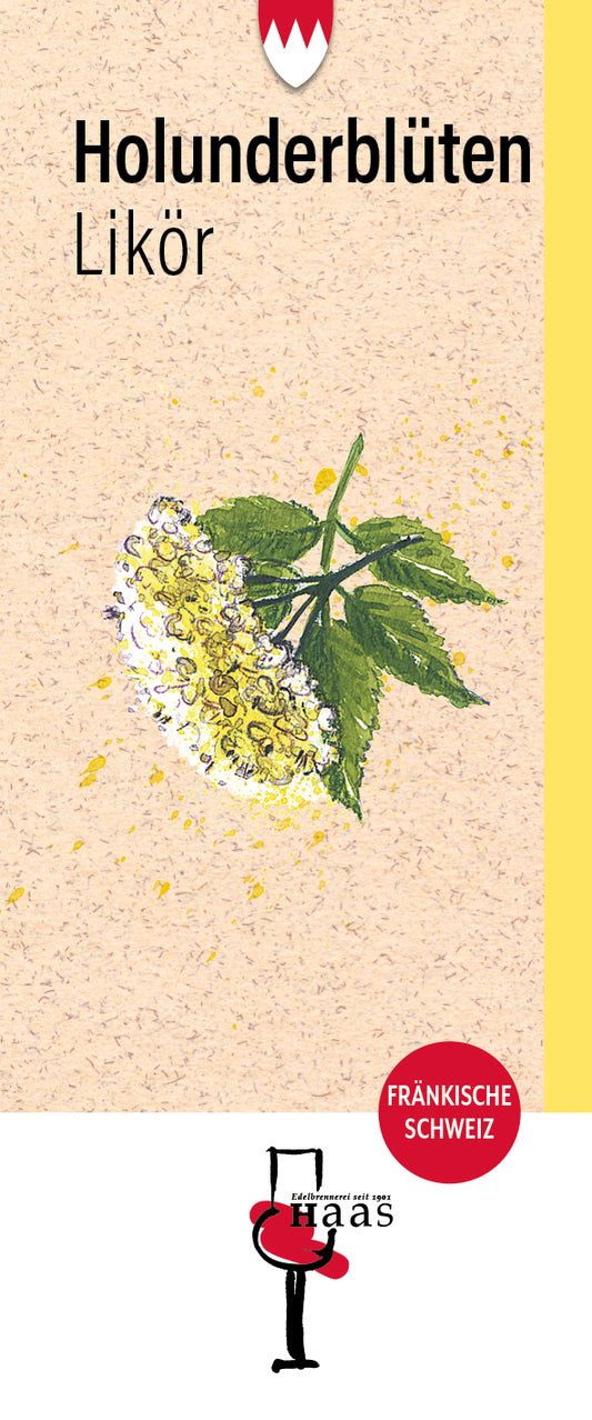 Produktlabel für Holunderblüten Likör