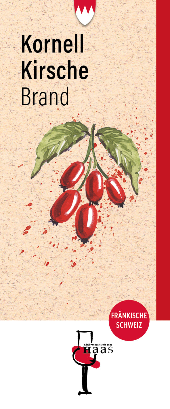 Produktlabel für Kornellkirschen Brand