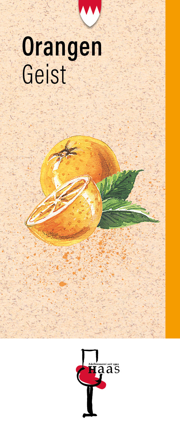 Produktlabel für Orangen Geist