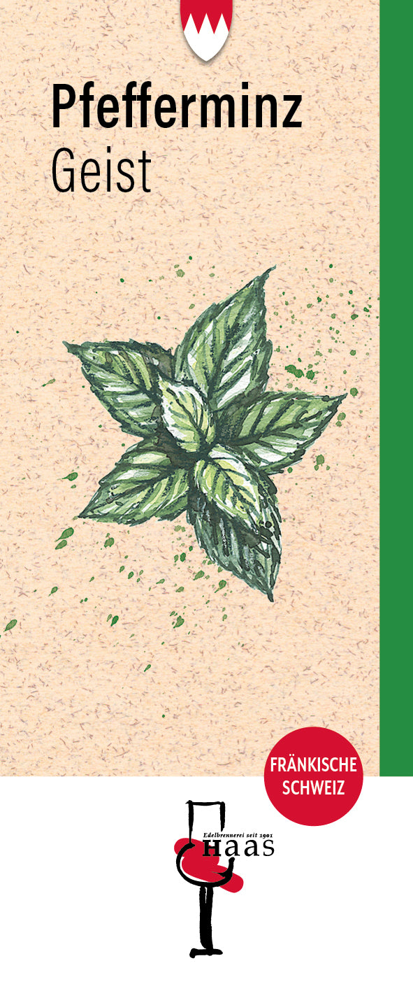 Produktlabel für Pfefferminzgeist