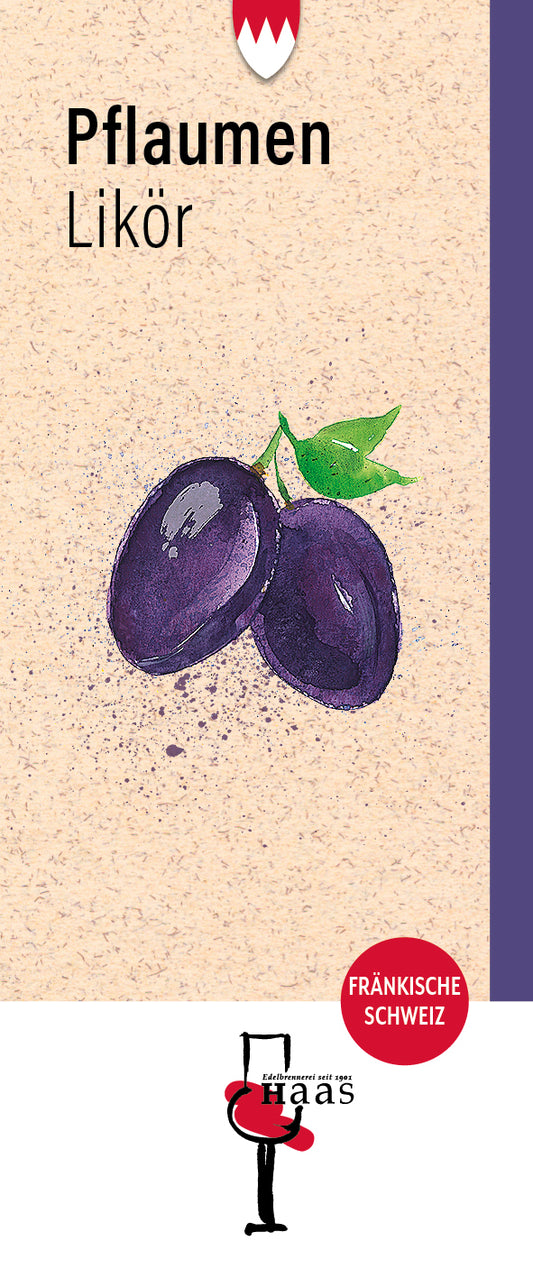 Produktlabel für Pflaumen Likör
