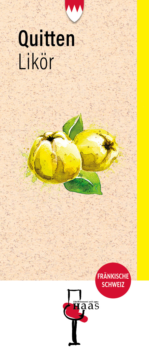 Produktlabel für Quitten Likör