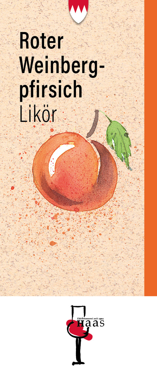 Produktlabel für Roter Weinbergpfirsich Likör