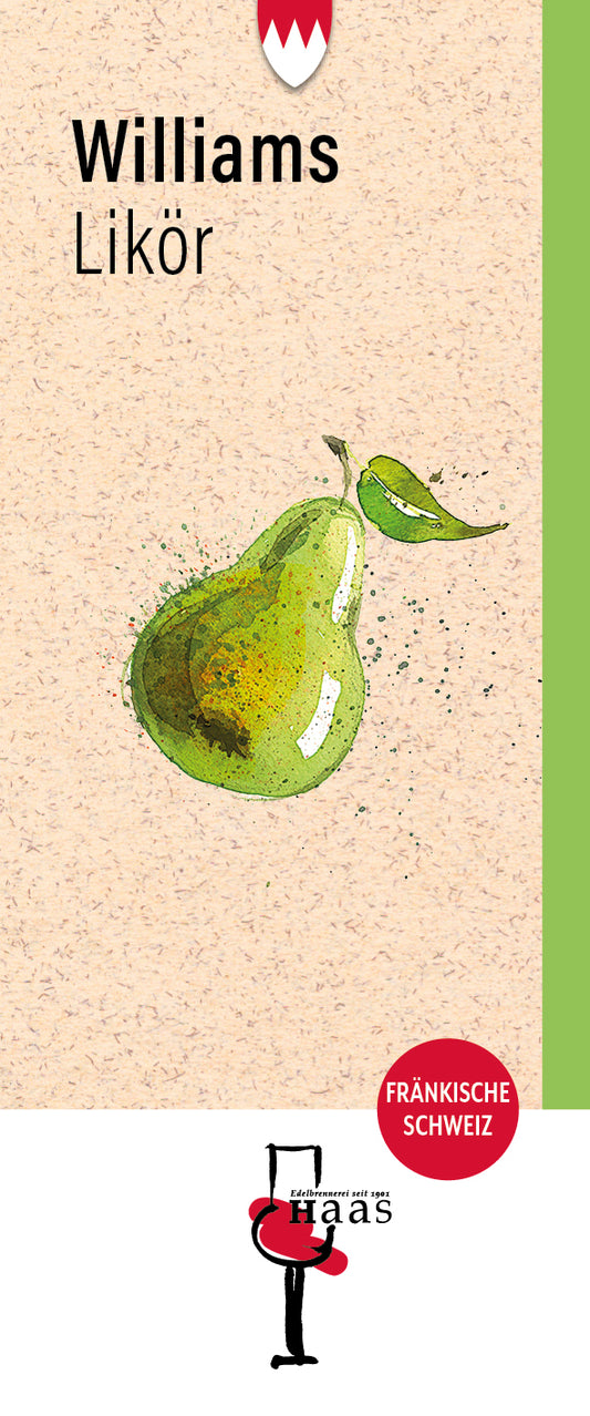 Produktlabel für Williams Birne Likör