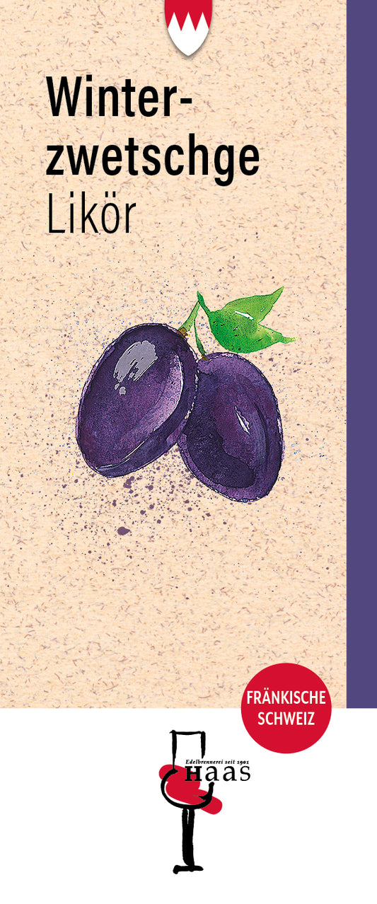 Produktlabel für Winterzwetschge Likör