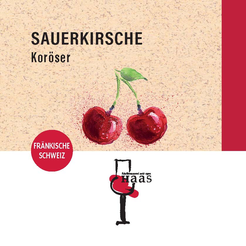 Produktlabel für Fruchtaufstrich Sauerkirsch Koröser