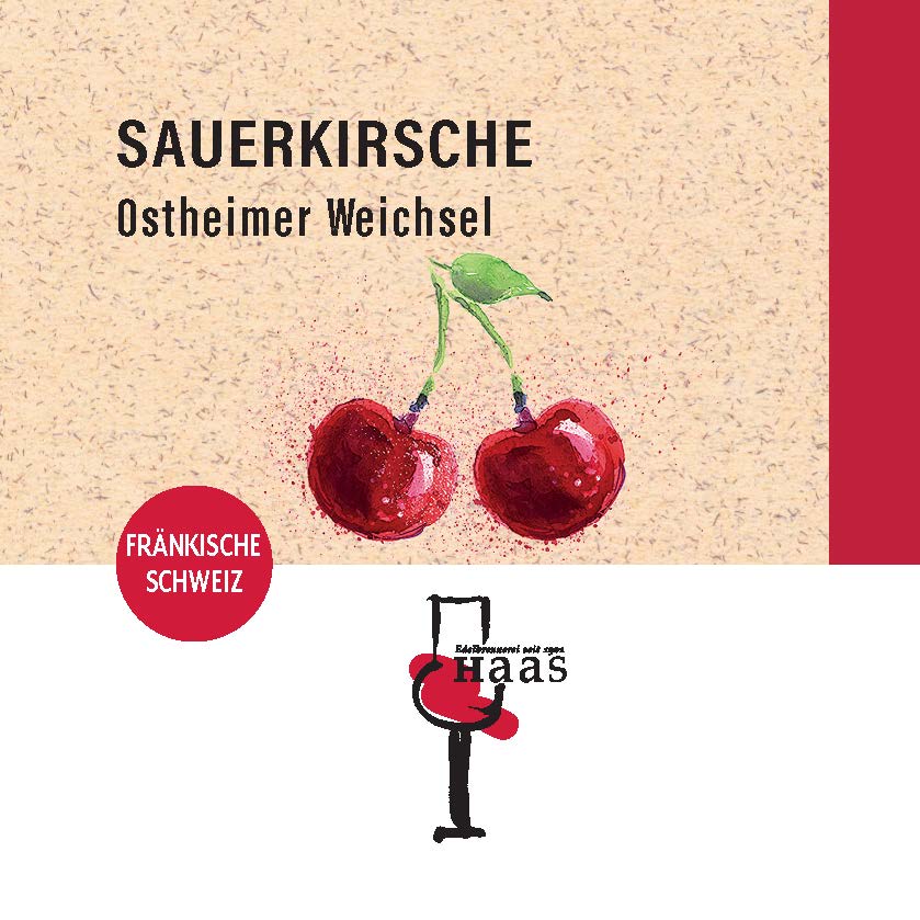 Produktlabel für Fruchtaufstrich Sauerkirsch Ostheimer Weichsel